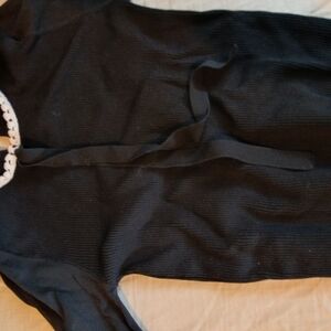 Black Long Sleeve Sweater with White Trim